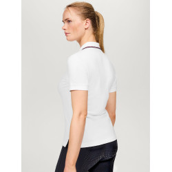 Tommy Hilfiger Equestrian Camden dames polo met rits en korte mouwen Wit
