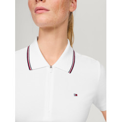 Tommy Hilfiger Equestrian Camden dames polo met rits en korte mouwen Wit
