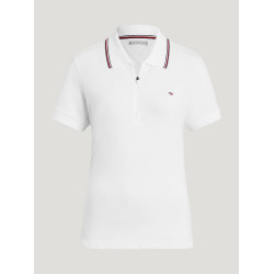 Tommy Hilfiger Equestrian Camden dames polo met rits en korte mouwen Wit