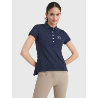 Polo Tommy Hilfiger Equestrian con pedrería de manga corta para mujer Marineblauw