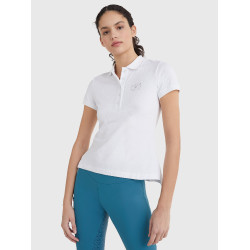 Polo Tommy Hilfiger Equestrian con pedrería de manga corta para mujer Wit