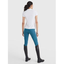 Polo Tommy Hilfiger Equestrian con pedrería de manga corta para mujer Wit