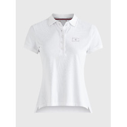 Polo Tommy Hilfiger Equestrian con pedrería de manga corta para mujer Wit