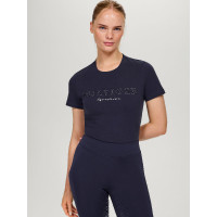 T-shirt Tommy Hilfiger Equestrian Belmont met korte mouwen en strass voor dames Marineblauw T-shirt Tommy Hilfiger Equestrian Belmont met korte mouwen en strass voor dames Marineblauw