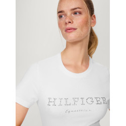 T-shirt Tommy Hilfiger Equestrian Belmont met korte mouwen en strass voor dames Wit