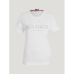 T-shirt Tommy Hilfiger Equestrian Belmont met korte mouwen en strass voor dames Wit