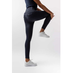 Hybride legging Horze Anya dames fullgrip Opening Marineblauw