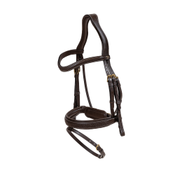 Bridon Dy'on D collectie gecombineerde neusriem gevlochten met Pull Back Bruin Bridon Dy'on D collectie gecombineerde neusriem gevlochten met Pull Back Bruin