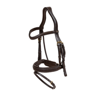 Bridon Dy'on D collectie gecombineerde neusriem gevlochten met Pull Back Bruin