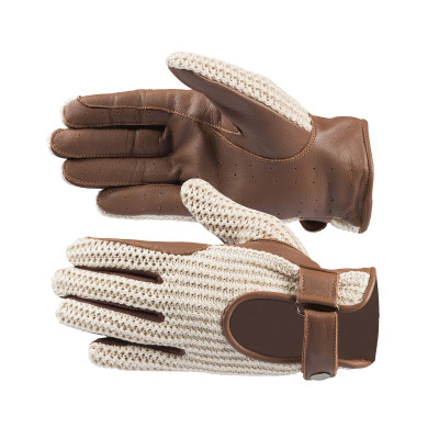Gants d'équitation crochet Horze Marron / écru