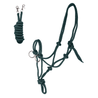 Licol Waldhausen à nœuds avec rênes Donkergroen