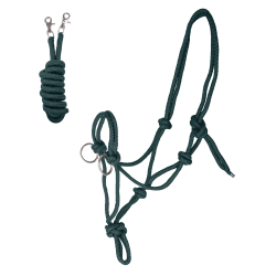 Licol Waldhausen à nœuds avec rênes Donkergroen