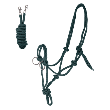 Licol Waldhausen à nœuds avec rênes Donkergroen