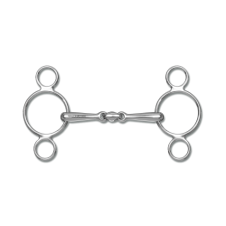 Bit met 3 ringen Waldhausen dubbel gebroken massief