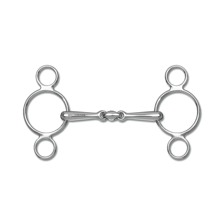Bit met 3 ringen Waldhausen dubbel gebroken massief