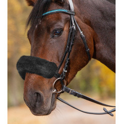 Rembourrage peau d'agneau Waldhausen dessus de muserolle ou têtière Zwart