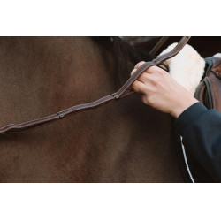 Lederen teugels met Working-handgrepen van Dy'on Bruin Lederen teugels met Working-handgrepen van Dy'on Bruin