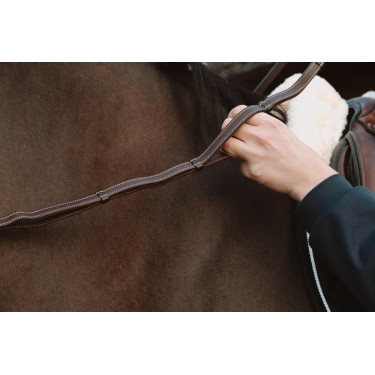 Lederen teugels met Working-handgrepen van Dy'on Bruin Lederen teugels met Working-handgrepen van Dy'on Bruin