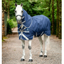 Horseware Rhino Plus Pony Turnout 100g deken Zwart / titaniumgrijs / klassiek blauw