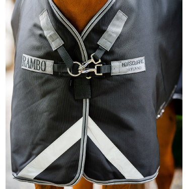 Horseware Rambo Supreme 1000D Turnout 50g deken Zwart / storm / zilvergrijs Horseware Rambo Supreme 1000D Turnout 50g deken Zwart / storm / zilvergrijs