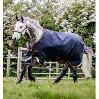 Horseware Rambo Original 100g deken met Leg Arches Marine / oranje Blauw Horseware Rambo Original 100g deken met Leg Arches Marine / oranje Blauw