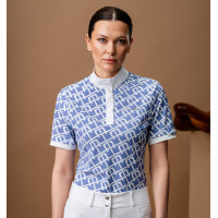 Wedstrijdpolo Horseware AA Alcina met korte mouwen Monogram blauwe print Motieven Wedstrijdpolo Horseware AA Alcina met korte mouwen Monogram blauwe print Motieven