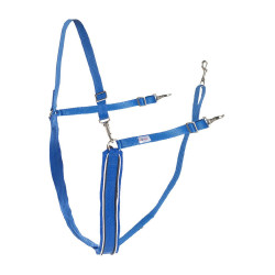 Grote Y-gordel Finn-Tack synthetisch met bies Blauw / wit