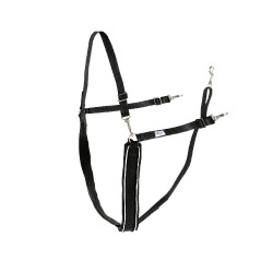 Grote Y-gordel Finn-Tack synthetisch met bies Zwart / wit