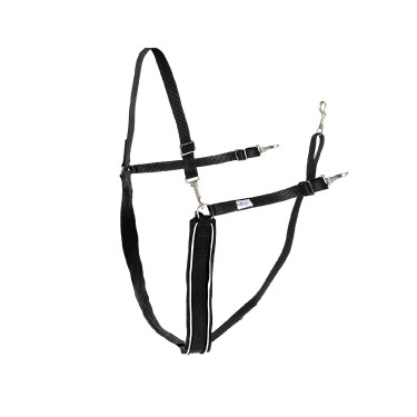 Grote Y-gordel Finn-Tack synthetisch met bies Zwart / wit