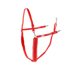 Grote Y-gordel Finn-Tack synthetisch met bies Rood / wit
