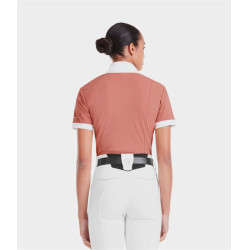 Wedstrijdshirt Monica Horse Pilot dames korte mouw Baksteenstof Roze