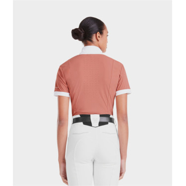 Wedstrijdshirt Monica Horse Pilot dames korte mouw Baksteenstof Roze