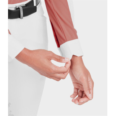 Wedstrijdshirt Monica Horse Pilot lange mouwen dames Baksteenstof Roze