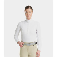 Wedstrijdpolo Monica Horse Pilot lange mouwen dames Wit