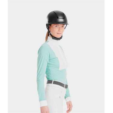 Wedstrijdpolo Monica Horse Pilot lange mouwen dames Zeegroen