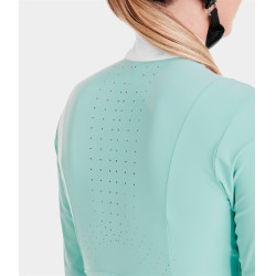 Wedstrijdpolo Monica Horse Pilot lange mouwen dames Zeegroen