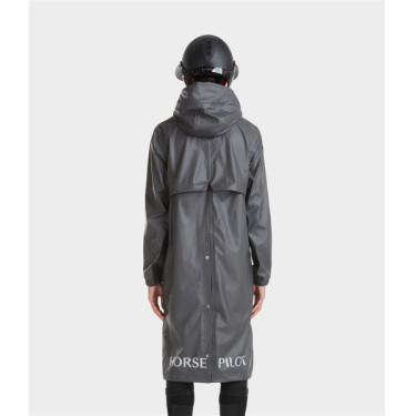 Lange waterdichte Raintech jas Horse Pilot dames Ijzer Grijs