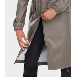 Lange waterdichte Raintech jas Horse Pilot dames Donkerbruin Grijs Lange waterdichte Raintech jas Horse Pilot dames Donkerbruin Grijs