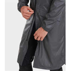 Lange waterdichte Raintech-jas Horse Pilot heren Ijzer Grijs