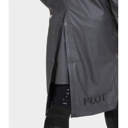 Lange waterdichte Raintech-jas Horse Pilot heren Ijzer Grijs