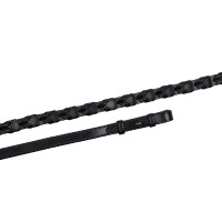 Gevlochten lederen teugels Montar Franse bevestiging Zwart Gevlochten lederen teugels Montar Franse bevestiging Zwart