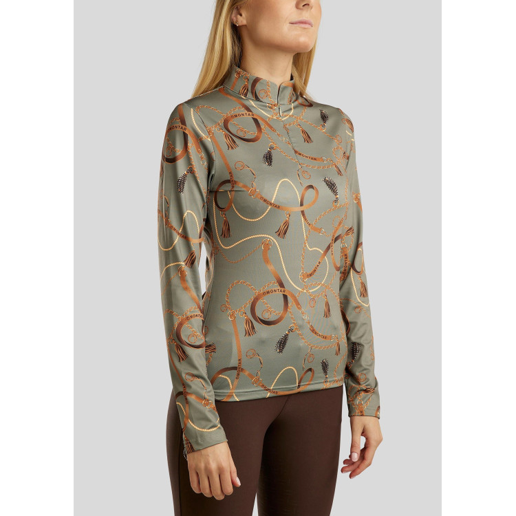 Damespolo met lange mouwen Montar Haily bridle print