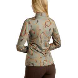 Damespolo met lange mouwen Montar Haily bridle print Stofgroen Damespolo met lange mouwen Montar Haily bridle print Stofgroen