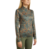 Damespolo met lange mouwen Montar Haily bridle print Groene speld