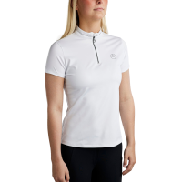 T-shirt met korte mouwen Montar MoBlair met donkergrijze kristallen voor dames Wit