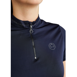 T-shirt met korte mouwen Montar MoBlair met donkergrijze kristallen voor dames Marine Marineblauw T-shirt met korte mouwen Montar MoBlair met donkergrijze kristallen voor dames Marine Marineblauw