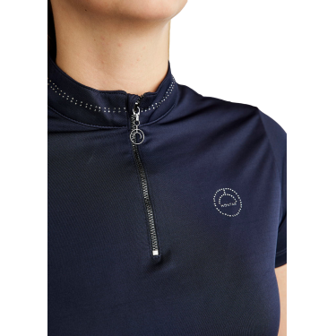 T-shirt met korte mouwen Montar MoBlair met donkergrijze kristallen voor dames Marine Marineblauw T-shirt met korte mouwen Montar MoBlair met donkergrijze kristallen voor dames Marine Marineblauw