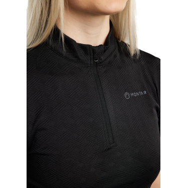 Montar MoCilia verfijnd trainingspolo met korte mouwen Jacquard dames Zwart Montar MoCilia verfijnd trainingspolo met korte mouwen Jacquard dames Zwart