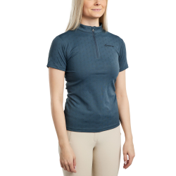 Montar MoCilia verfijnd trainingspolo met korte mouwen Jacquard dames Donkers leisteen Grijs