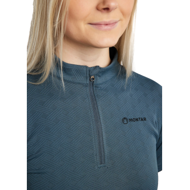 Montar MoCilia verfijnd trainingspolo met korte mouwen Jacquard dames Donkers leisteen Grijs